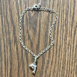 Silver Dolphin Charm Anklet